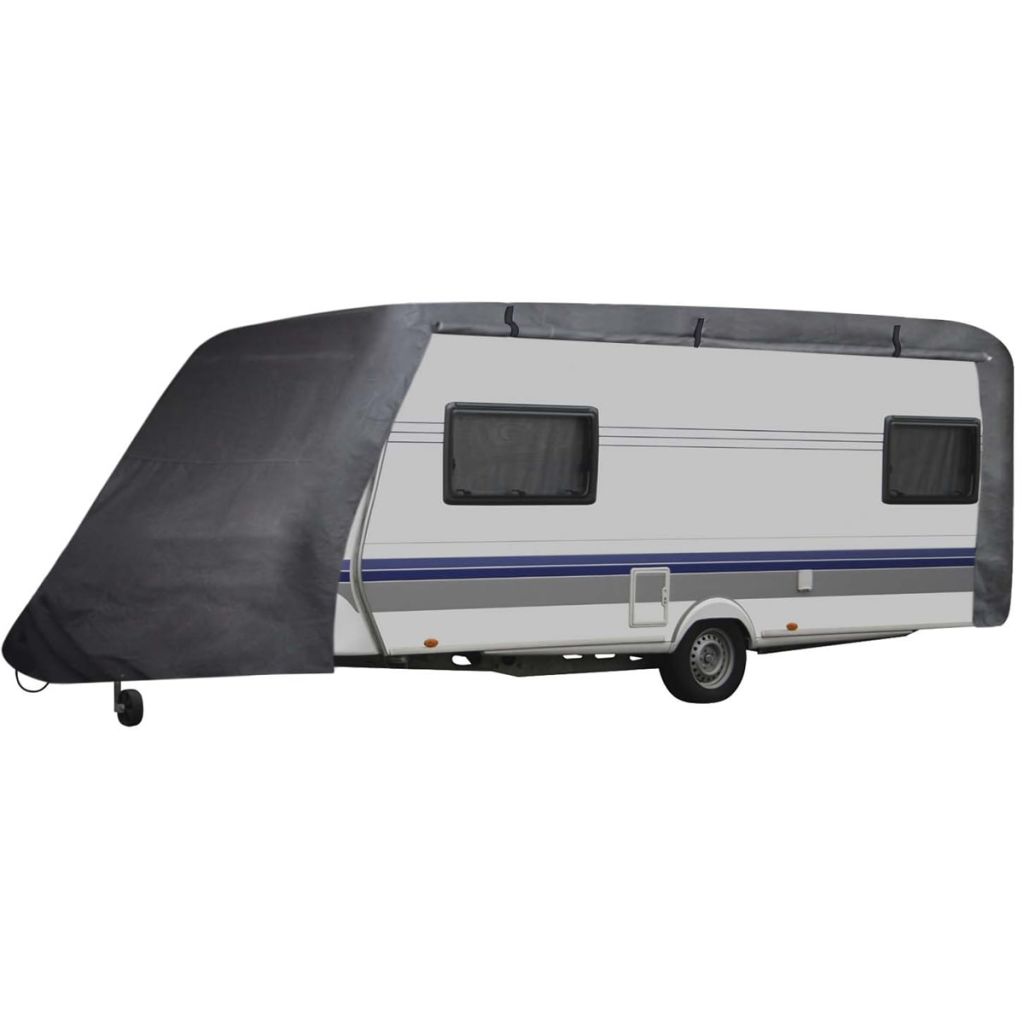 vidaXL RV Cover Caravan Top Cover Breathable Motorhome Protective Cover Gray