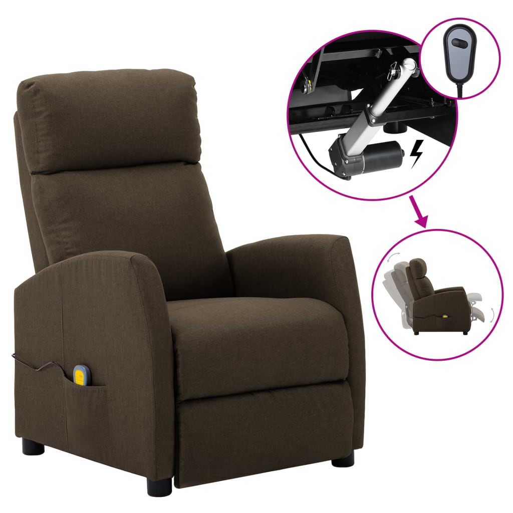 vidaXL Massage Recliner Chair Electric Push Cozy Armchair for Elderly Fabric