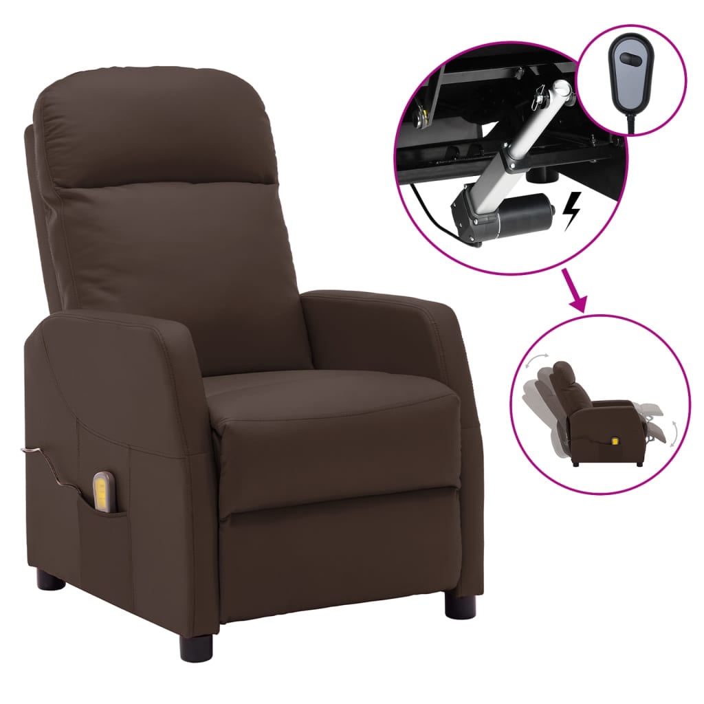vidaXL Massage Chair Massaging Recliner Push Chair for Elderly Faux Leather