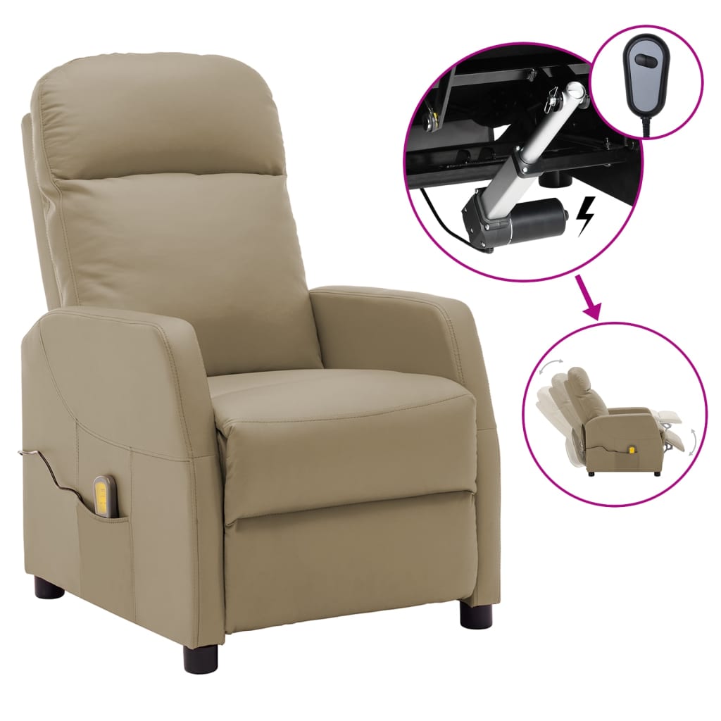 vidaXL Massage Chair Massaging Recliner Push Chair for Elderly Faux Leather