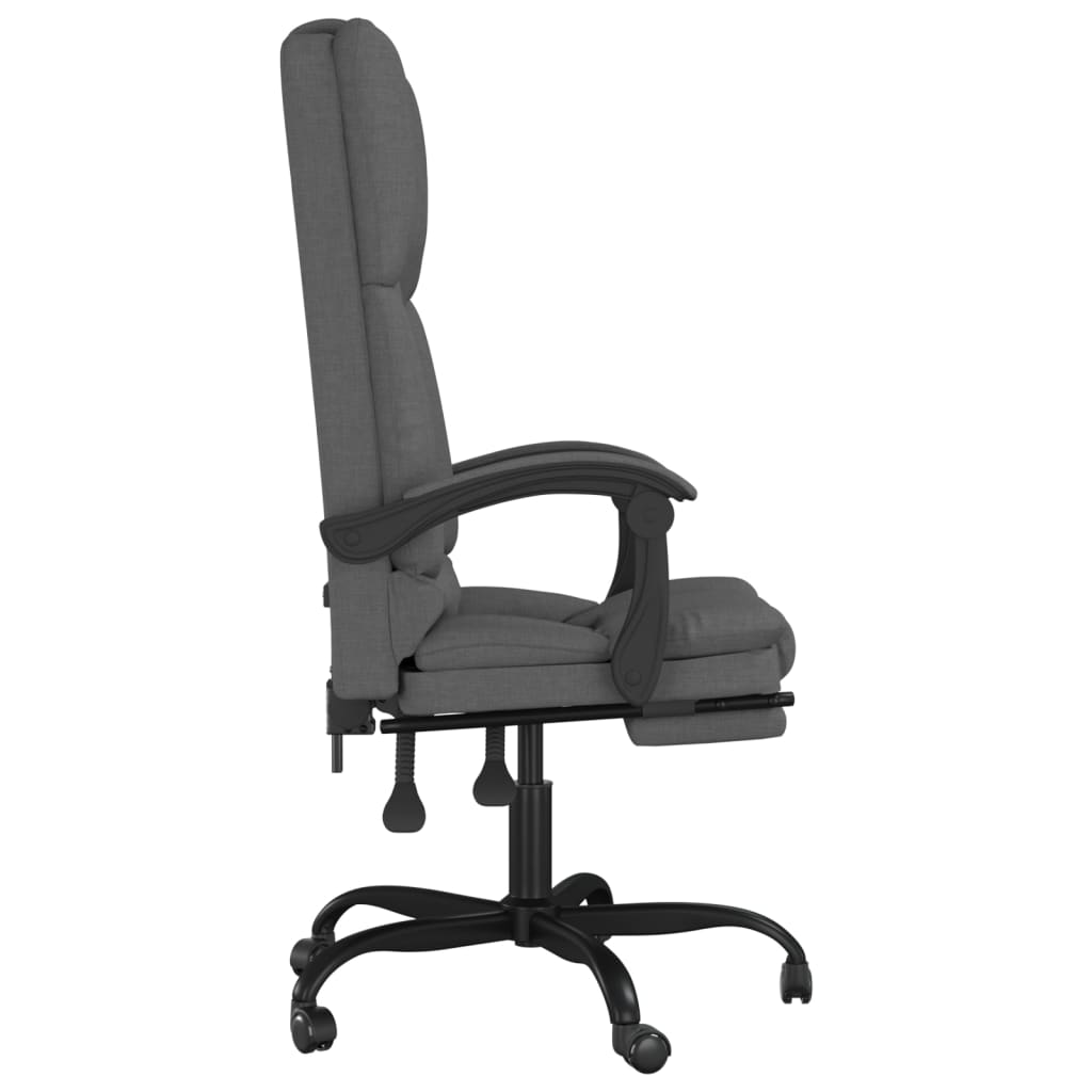 vidaXL Massage Chair Swivel Desk Office Chair with Adjustable Footrest Fabric