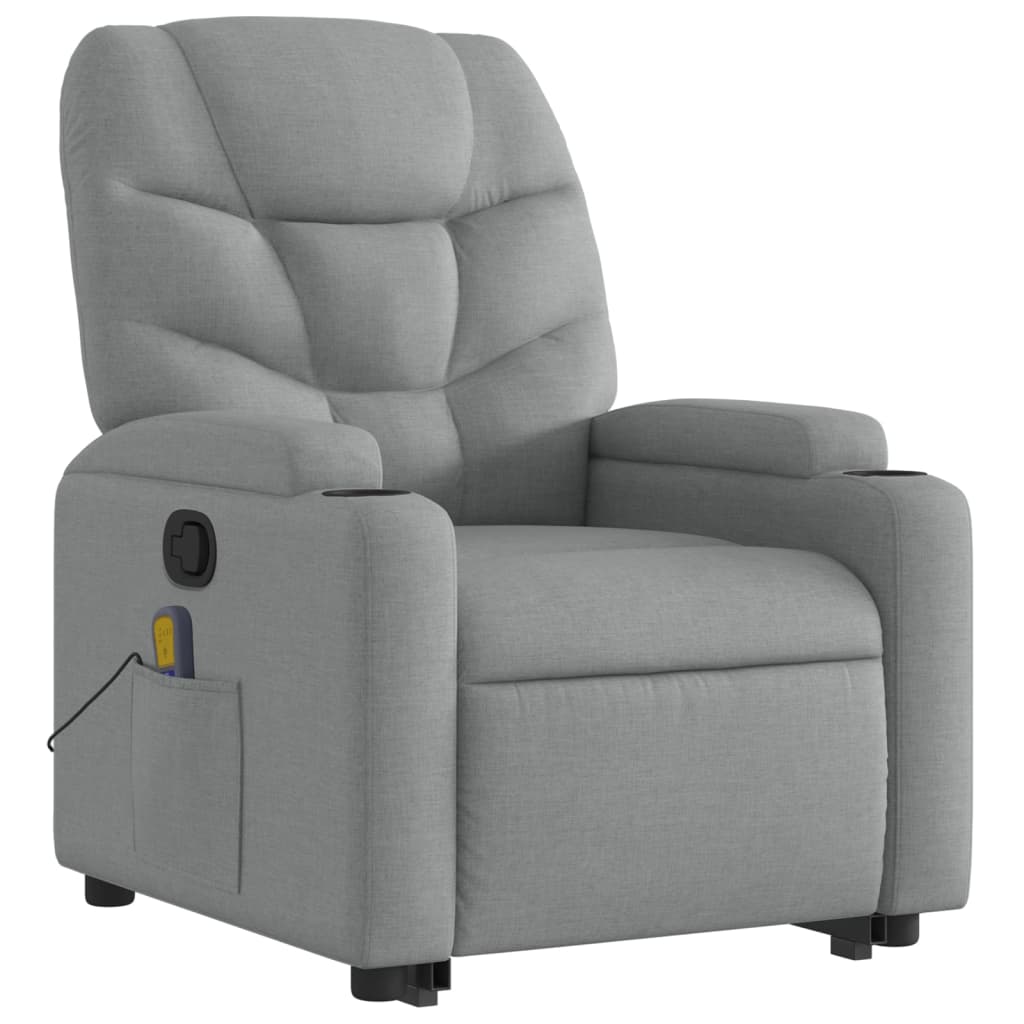 vidaXL Stand up Massage Recliner Chair Light Gray Fabric