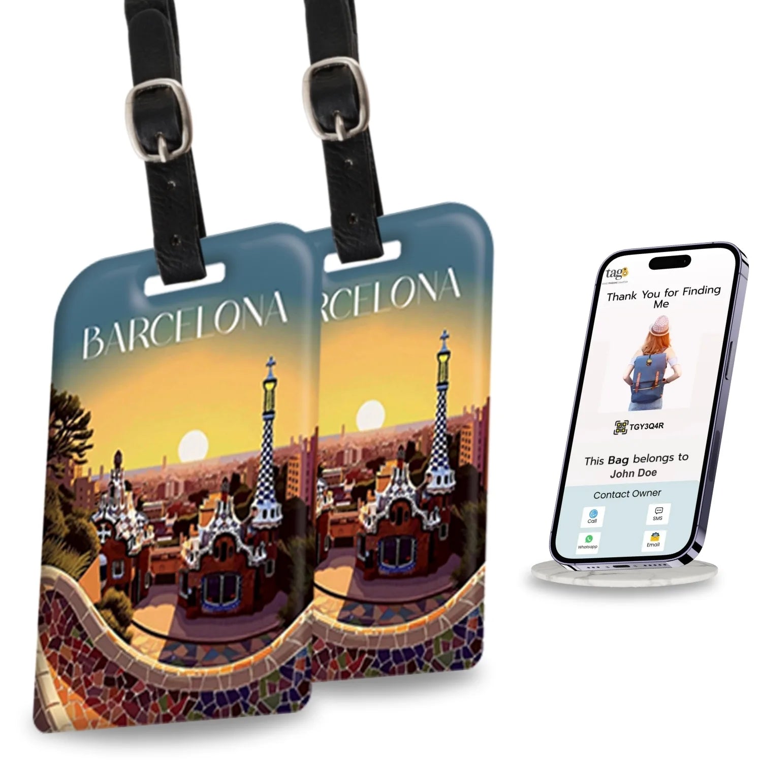 Smart Bag Security Tag - Barcelona [Pack 2]