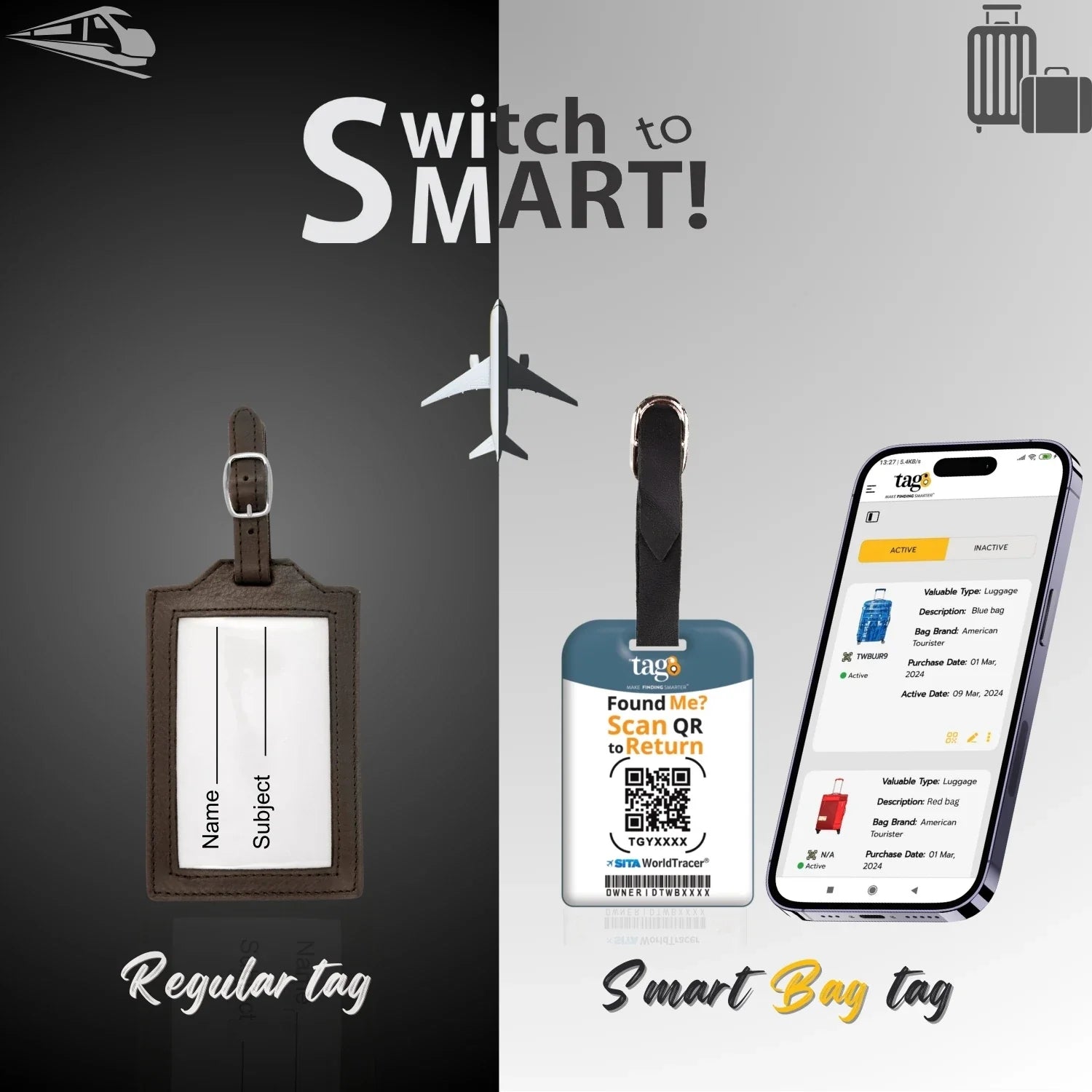 Smart Bag Security Tag - Barcelona [Pack 2]