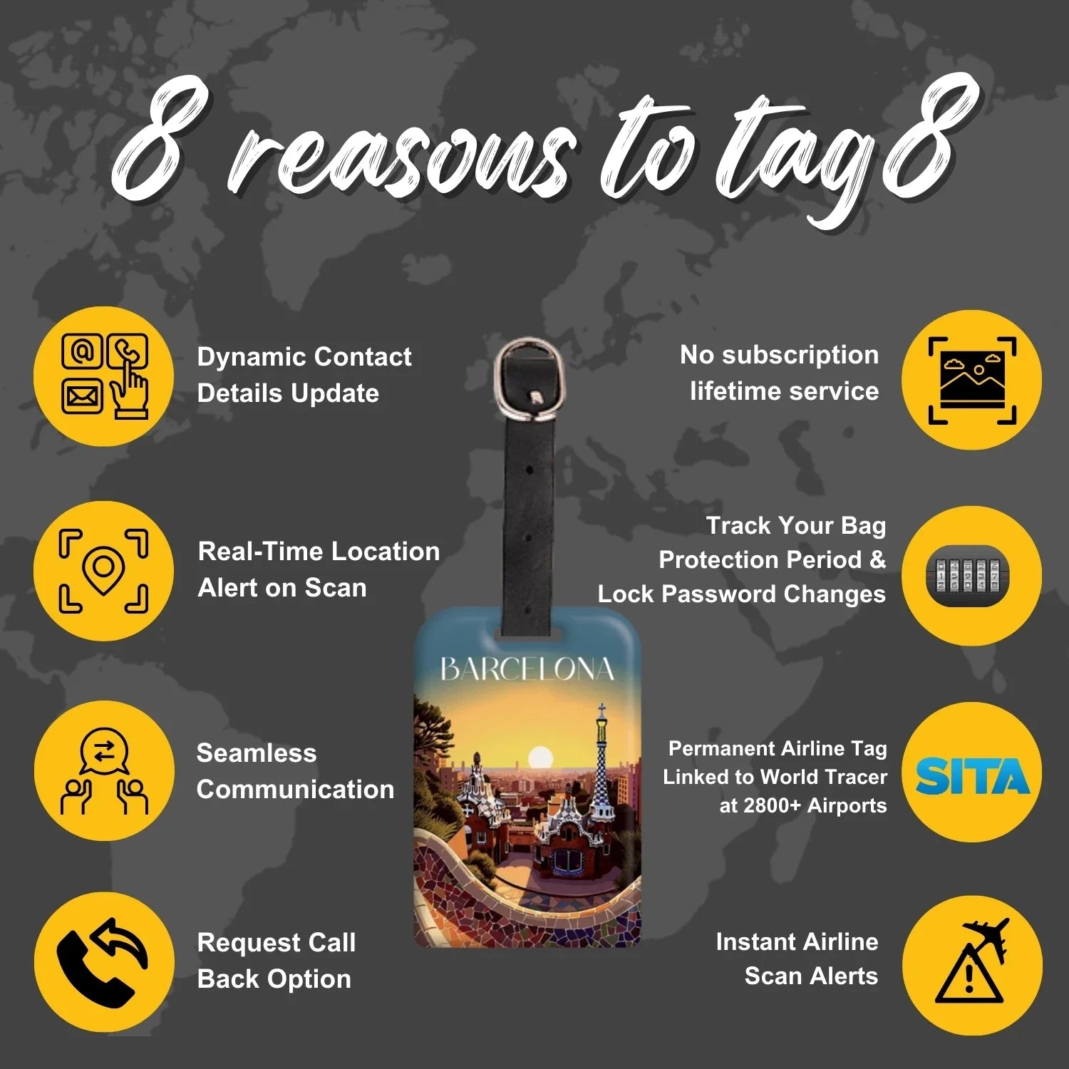 Smart Bag Security Tag - Barcelona [Pack 2]