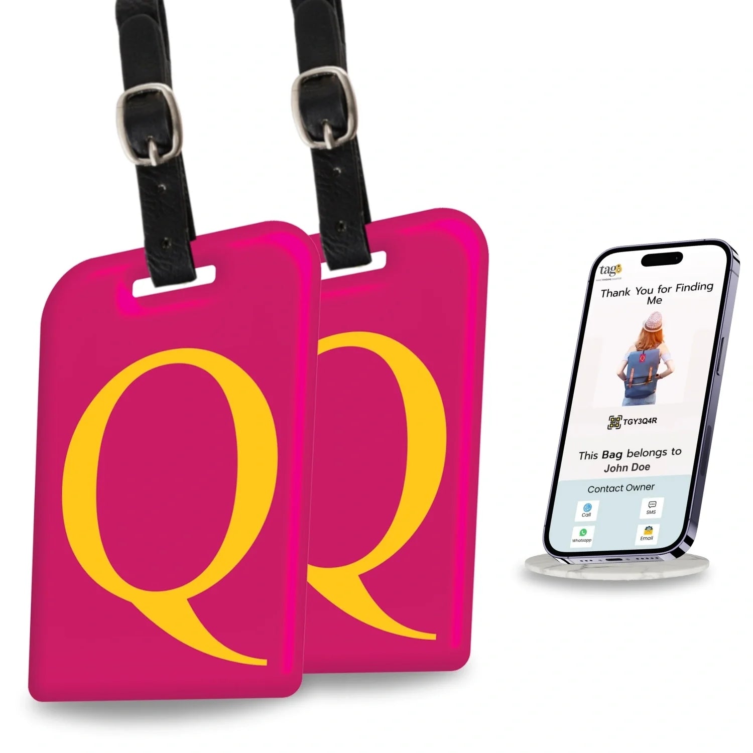 Initials Bag tag Q  [pack 2]