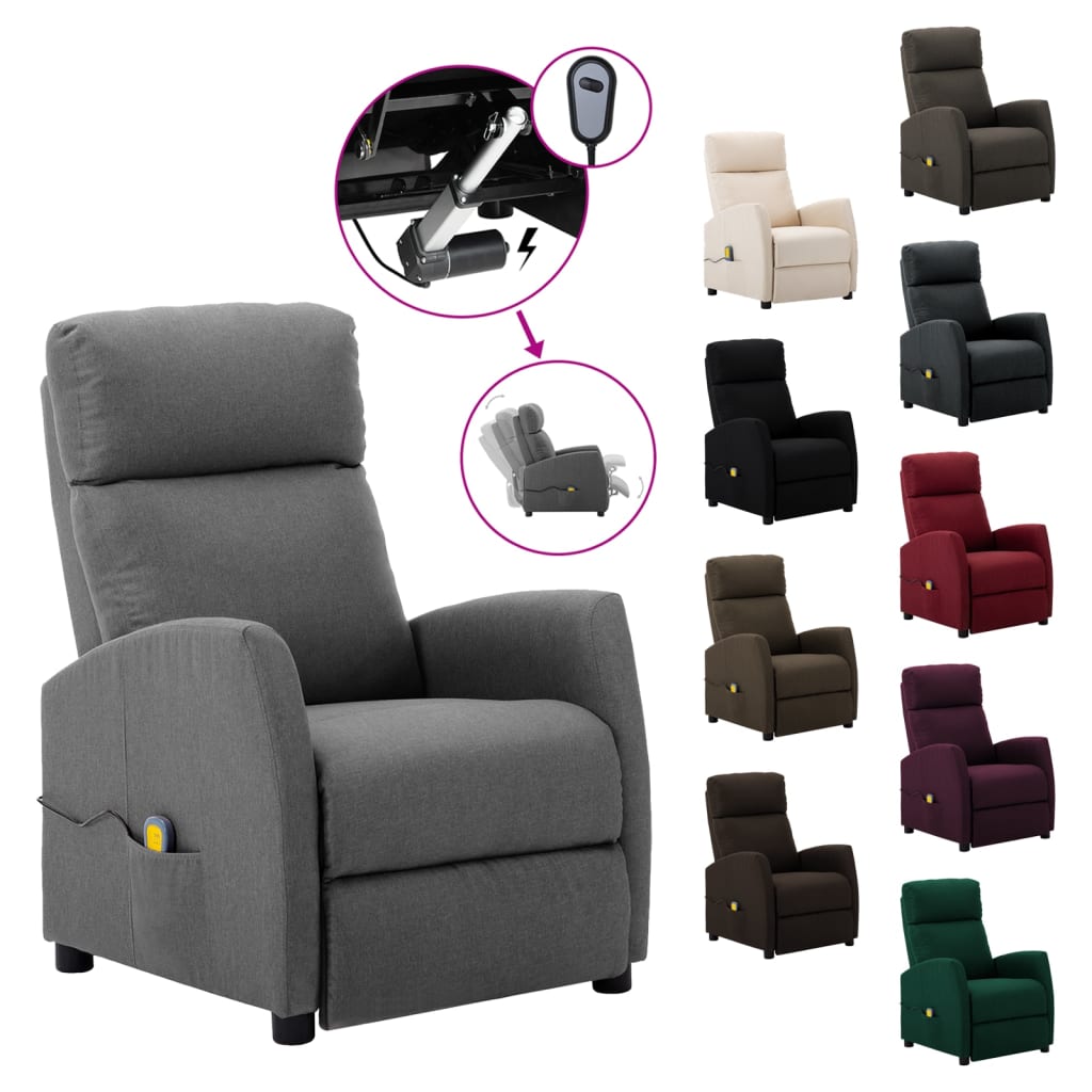 vidaXL Massage Recliner Chair Electric Push Cozy Armchair for Elderly Fabric