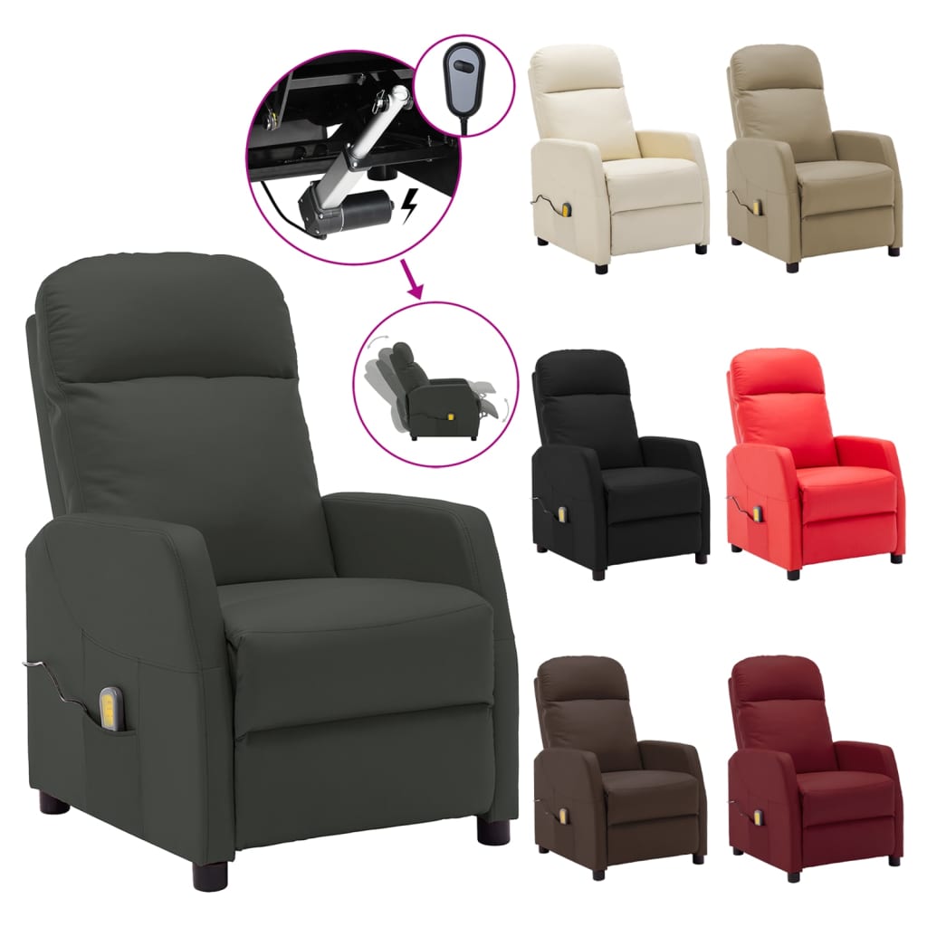 vidaXL Massage Chair Massaging Recliner Push Chair for Elderly Faux Leather
